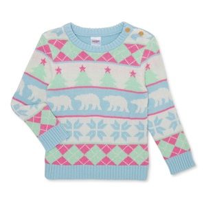 Holiday Time Festive Baby Girls Sweater NEW
